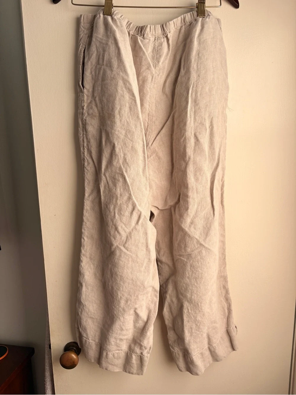 J. Jill Light Tan Linen Relaxed Cropped Chinos